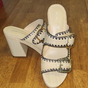 Marc Fisher Tan and Black Women's Sandal